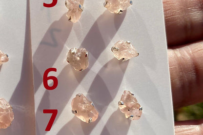 Raw Natural Morganite Gemstone Stud Earrings, Sterling Silver, Rough Morganite Stud Earrings, Morganite Jewelry, Prong Earring, Post Earring