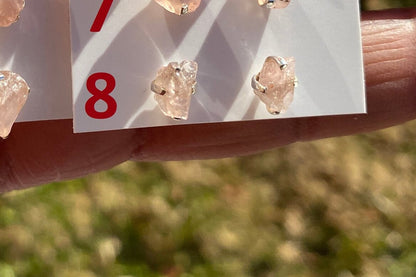 Raw Natural Morganite Gemstone Stud Earrings, Sterling Silver, Rough Morganite Stud Earrings, Morganite Jewelry, Prong Earring, Post Earring