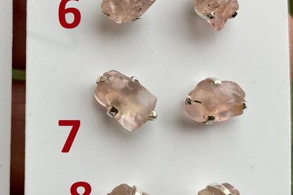Raw Natural Morganite Stud Earrings, Sterling Silver, Rough Morganite Stud Earrings, Morganite Jewelry, Prong Earring, Gemstone Post Earring