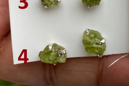 Raw Natural Peridot Gemstone Sterling Silver Stud Earrings, Peridot Earrings, Prong Stud Earring, August Birthstone, Ear Stud, Bridesmaid