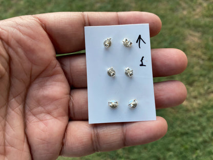 Raw Peridot Gemstone Ear Studs, Sterling Silver Earring