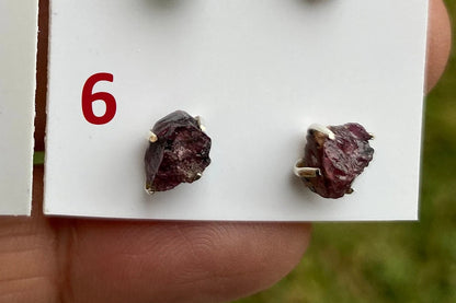 Raw Watermelon Tourmaline Studs Earring, Sterling Silver Studs, Rough Gemstone Earrings, Raw Tourmaline Stud Earrings, Natural Stone Jewelry