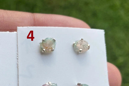 Raw Watermelon Tourmaline Studs Earring, Sterling Silver Studs, Rough Gemstone Earrings, Raw Tourmaline Stud Earrings, Natural Stone Jewelry