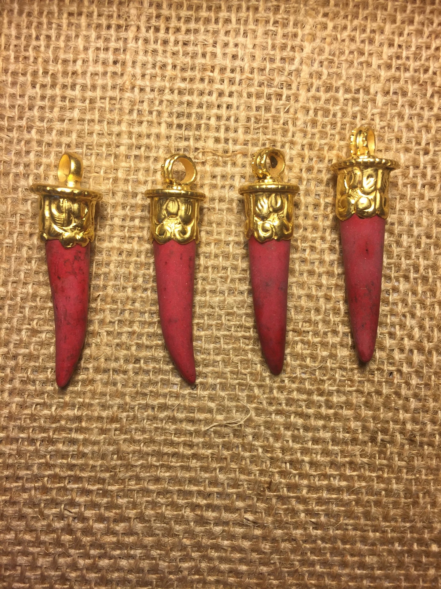 Red Turquoise Tibetan Designs Beautiful Pendant, Handmade High quality 18K Matte Gold Overlay Over Brass, Wholesale price, Hand-carved Charm