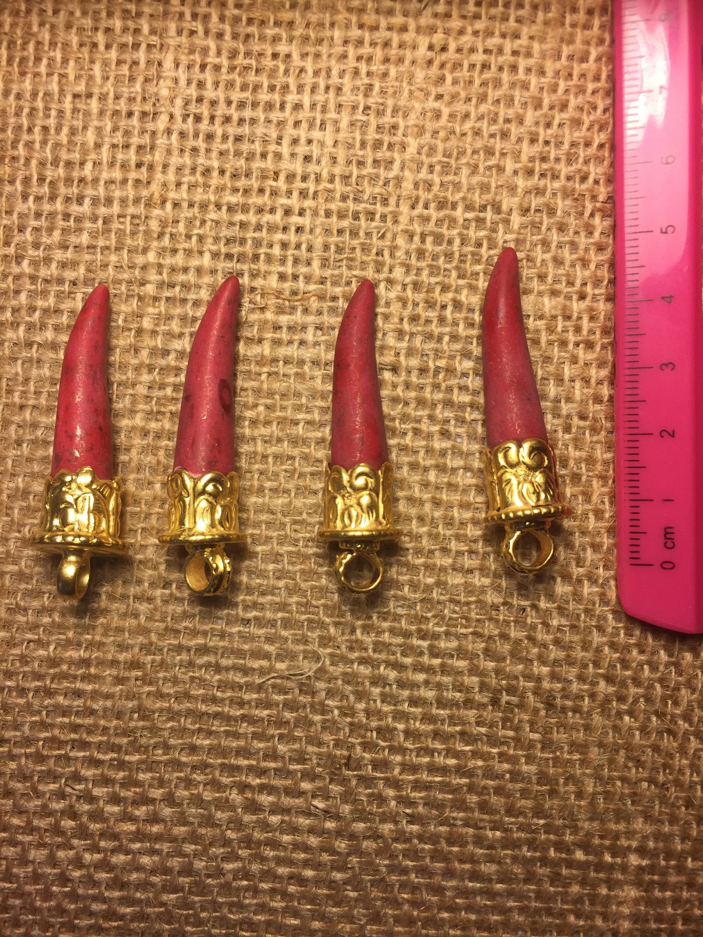 Red Turquoise Tibetan Designs Beautiful Pendant, Handmade High quality 18K Matte Gold Overlay Over Brass, Wholesale price, Hand-carved Charm