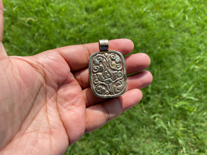 Resin Tibetan Silver Pendant, Tibetan Jewelry, Ethnic Jewelry, Pendant for Necklace, Women's Jewelry, Amulet Gift for Wellness, Boho