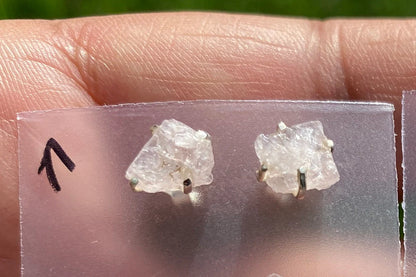 Rough Morganite 92.5 Sterling Silver Earring, Morganite Earring, Prong Earring, Natural Stone Stud Earring, Raw Gemstone Stud Earrings Post
