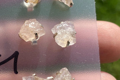 Rough Morganite 92.5 Sterling Silver Earring, Morganite Earring, Prong Earring, Natural Stone Stud Earring, Raw Gemstone Stud Earrings Post