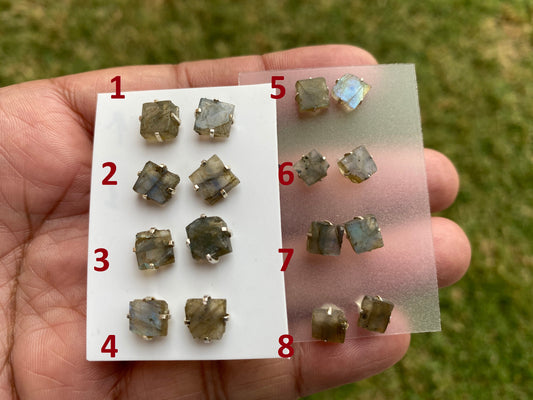 Rough Natural Labradorite Stud Earrings, Labradorite Prong Earring, Labradorite Stone Earrings, Labradorite Jewelry, Sterling Silver Earring