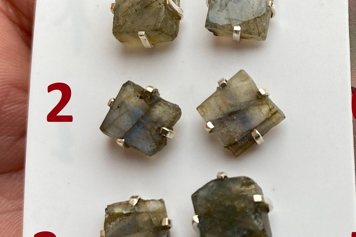 Rough Natural Labradorite Stud Earrings, Labradorite Prong Earring, Labradorite Stone Earrings, Labradorite Jewelry, Sterling Silver Earring