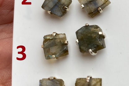 Rough Natural Labradorite Stud Earrings, Labradorite Prong Earring, Labradorite Stone Earrings, Labradorite Jewelry, Sterling Silver Earring