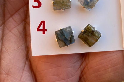 Rough Natural Labradorite Stud Earrings, Labradorite Prong Earring, Labradorite Stone Earrings, Labradorite Jewelry, Sterling Silver Earring
