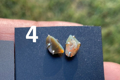 Rough Opal Sterling Silver Stud Earrings, Raw Opal Stud Earring, Raw Opal Prong Stud Earring, Ethiopian Opal Post Earrings, Bridesmaid Gift