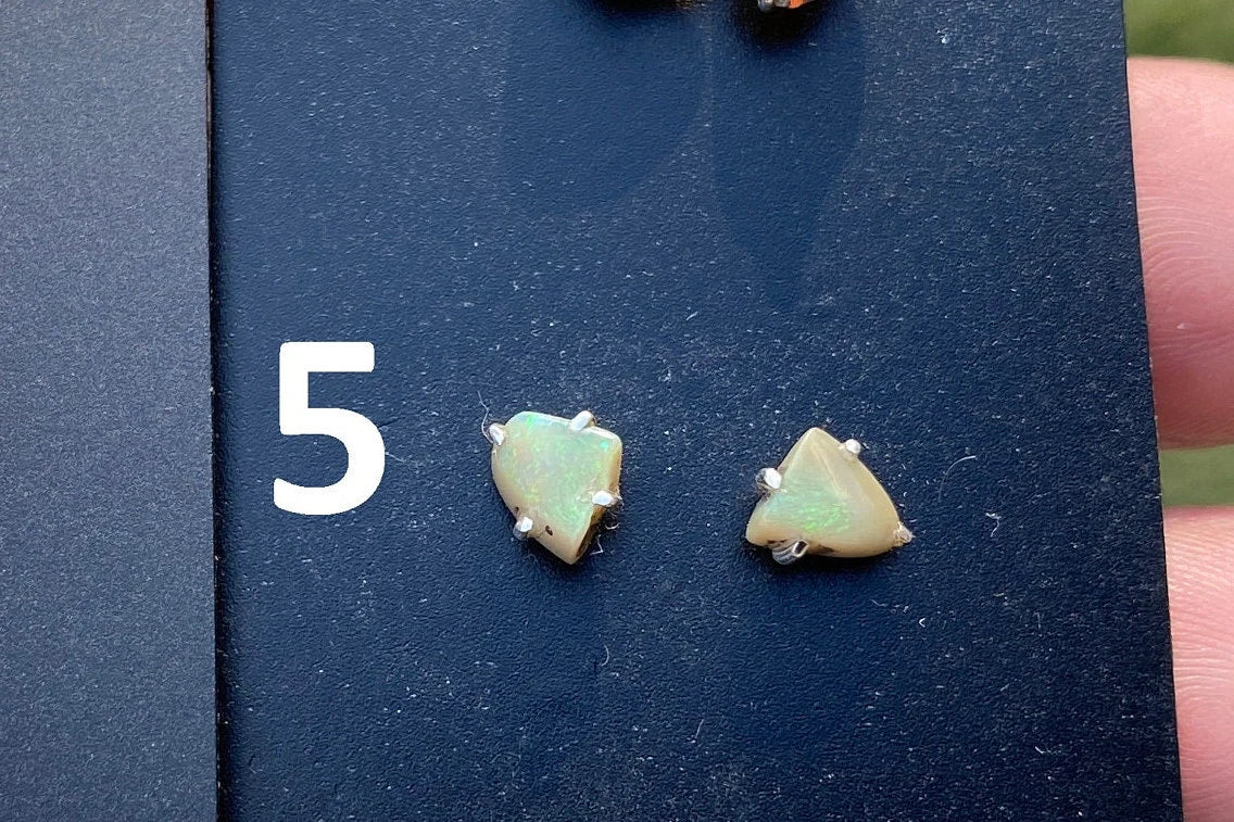 Rough Opal Sterling Silver Stud Earrings, Raw Opal Stud Earring, Raw Opal Prong Stud Earring, Ethiopian Opal Post Earrings, Bridesmaid Gift