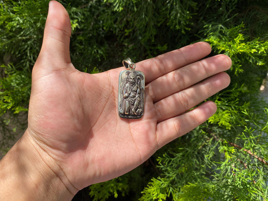 Sacred Hanuman Carving in Tibetan Silver: A Divine Tribute, A Divine Sculpture Reflecting Ancient Wisdom.