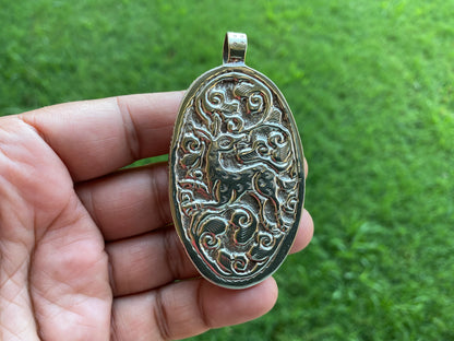 Sagittarius Zodiac Symbol  Pendant, Hand Carved Buffalo Bone Tibetan Silver, Horoscope Medallion Pendant, Unisex Pendant, Astrology Jewelry