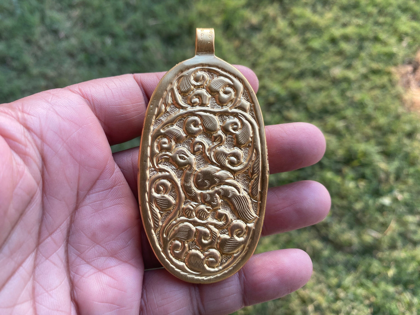 Scorpio Zodiac Sign Bone Pendant, 18K Brushed Gold Overlay Over Brass, Non Tarnish, Horoscope, Medallion, Astrology Jewelry, Scorpion Design