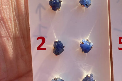 Raw Lapis Lazuli Stud Sterling Silver Earrings, Crystal Stud Earrings, September Birthstone, Gemstone Studs, Free Form Lapis Lazuli Earrings