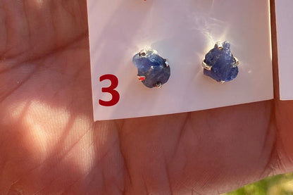 Raw Lapis Lazuli Stud Sterling Silver Earrings, Crystal Stud Earrings, September Birthstone, Gemstone Studs, Free Form Lapis Lazuli Earrings