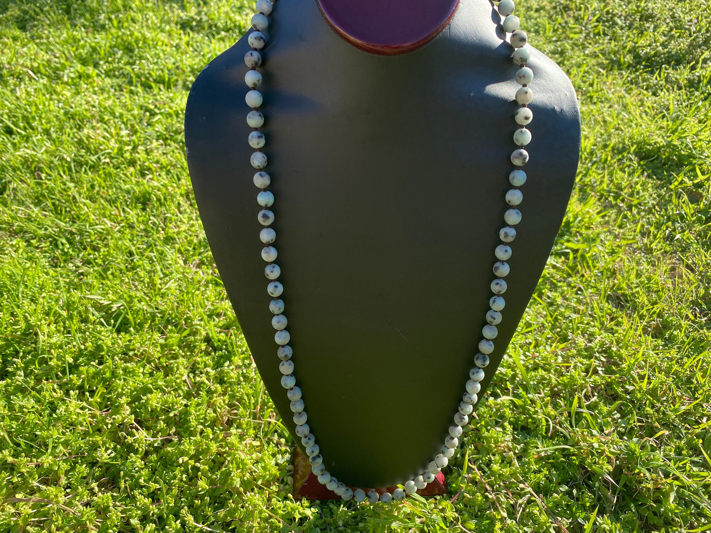 32" Long 8 mm Kiwi Jasper Beaded Necklace, Silver Overlay S-Hook Closure, Elevate Your Style with the Luxurious Appeal of Jasper Beads