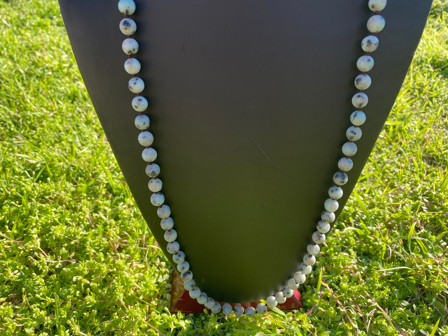 32" Long 8 mm Kiwi Jasper Beaded Necklace, Silver Overlay S-Hook Closure, Elevate Your Style with the Luxurious Appeal of Jasper Beads