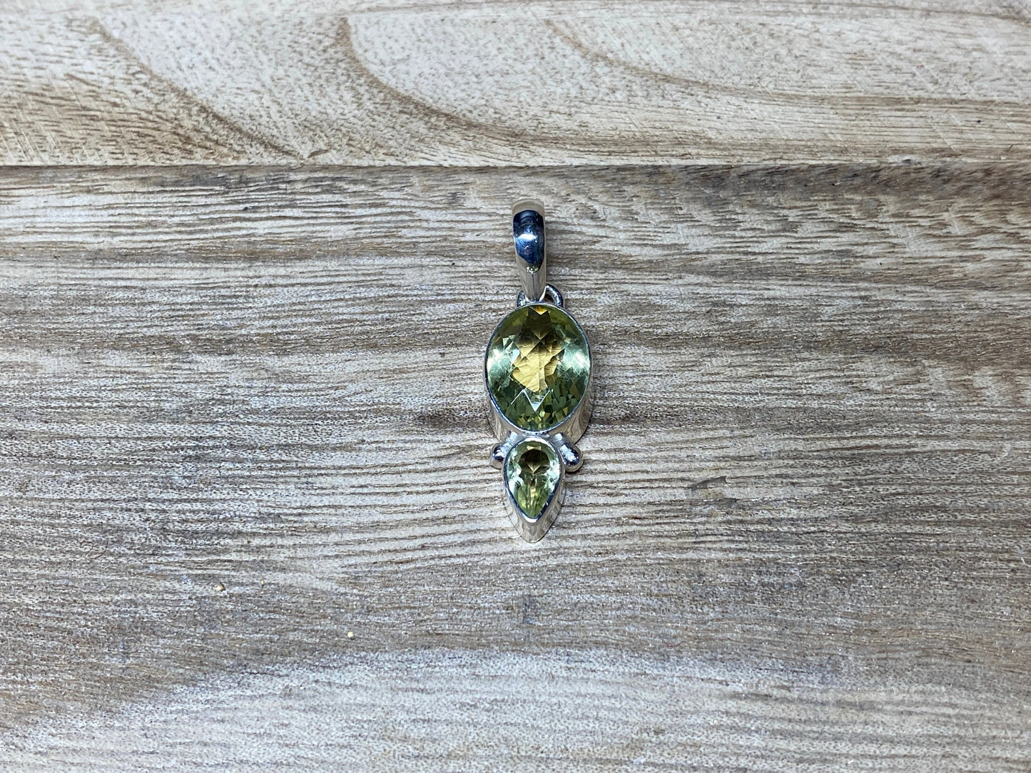 Silver Overlay Small Pendant, Faceted Green Amethyst Gemstone, Teardrop & Oval Shape, Handmade, Birthstone, for Necklace, Himalayan Jewelry