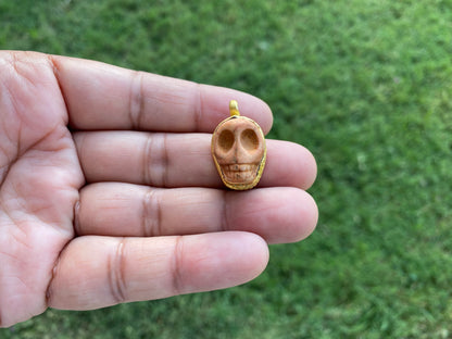 Skull Howlite Turquoise Pendant, Bracelet Charm, Brushed Gold Overlay, Tibetan Pendant, Handmade Himalayan Tribe Jewelry, Jewelry Supplies