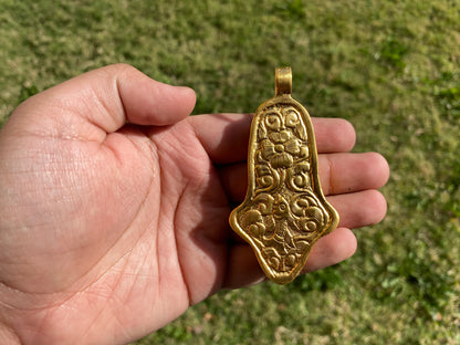 Skull with Fire Carved Bone Pendant, High Quality 18K Brushed Gold Overlay Non Tarnish, Unisex Skull Pendant, Gift for Him, Gothic Jewelry
