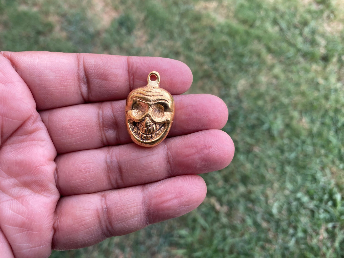 Small African Mask Pendent, Non tarnish Brushed Gold Overlay, African Design, African Tribal Jewelry, Cultural Heritage, Ethnic Design