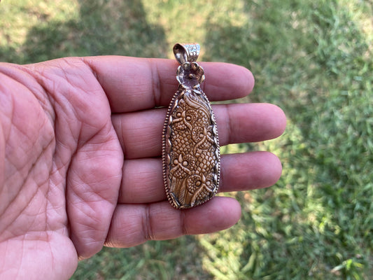 Small Baby Owl Face Hand Carved Buffalo Bone Tibetan Silver Pendant, Men or Women's Jewelry, Tribal Jewelry, Celtic Owl Jewelry, Bird Lover