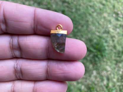 Small Birthstone Gemstone Drop Charm, Sterling Silver Bail, 18K Gold Electroplated, Gold Edge Stone Semi Precious Gem, Faceted Gemstone Drop