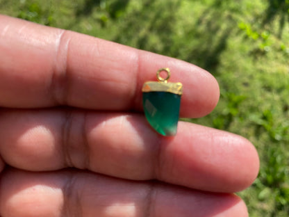 Small Birthstone Gemstone Drop Charm, Sterling Silver Bail, 18K Gold Electroplated, Gold Edge Stone Semi Precious Gem, Faceted Gemstone Drop