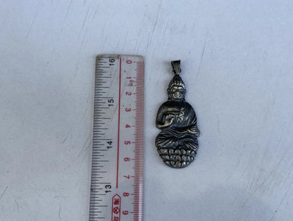Small Buddha Tibetan Silver Overlay Brass Pendant for Peace and Serenity | Meditation Pendant, Yoga Pendant, Spiritual Jewelry, Gift Pendant