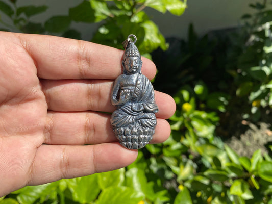Small Buddha Tibetan Silver Overlay Brass Pendant for Peace and Serenity | Meditation Pendant, Yoga Pendant, Spiritual Jewelry, Gift Pendant