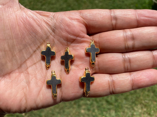 Small Colored Turquoise Cross Charms,Two Side Bails, 18K Gold Electroplated.Cross Pendant for Dainty Chain, Charms for Bracelet, For Earring