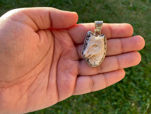 Small Dog Hand Carved Bone Tibetan Silver Pendant, Pet Memorial Gift, Pet Memorial Gift, Pet Lover Gift, Pet Love Jewelry, Pet Lover Gift