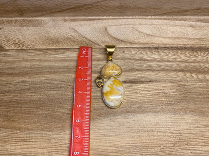 Small Jasper Pendant with faceted Citrine Gemstone, 14K Matte Gold Overlay, Birthstone Natural Stone Pendant for Necklace, Wholesale Price