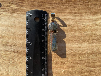 Small Natural Labradorite Tibetan Silver Pendant, Gemstone Jewelry, Healing Crystal, Energy Pendant, Birthday Gift, Birthstone Jewelry