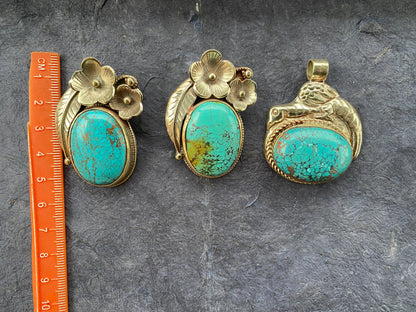 Small Natural Turquoise Stone Tibetan Silver Pendant, Native American Style, For Men or Women, Ethnic Tibetan Jewelry, Energy Stone, Boho