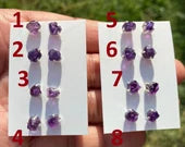 Small Raw Amethyst Gemstone Stud Earrings, Sterling Silver Earrings, Rough Gemstone, Prong Stud, Healing Crystal Earring, Bridesmaid Jewelry