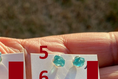 Small Raw Blue Apatite Sterling Silver Stud Earrings, Raw Blue Apatite Earring, Blue Apatite Gemstone, Apatite Crystal, Blue apatite jewelry