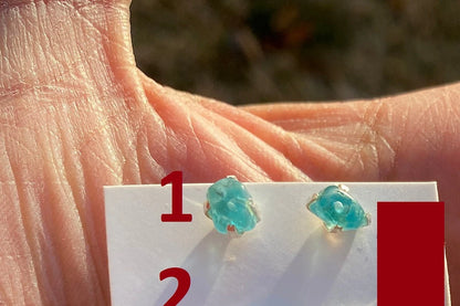 Small Raw Blue Apatite Sterling Silver Stud Earrings, Raw Blue Apatite Earring, Blue Apatite Gemstone, Apatite Crystal, Blue apatite jewelry