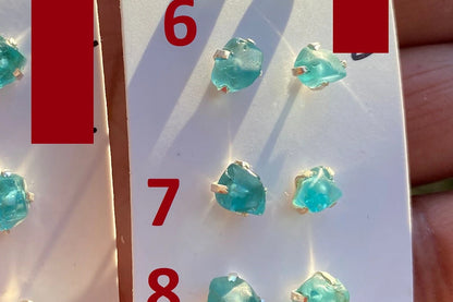 Small Raw Blue Apatite Sterling Silver Stud Earrings, Raw Blue Apatite Earring, Blue Apatite Gemstone, Apatite Crystal, Blue apatite jewelry