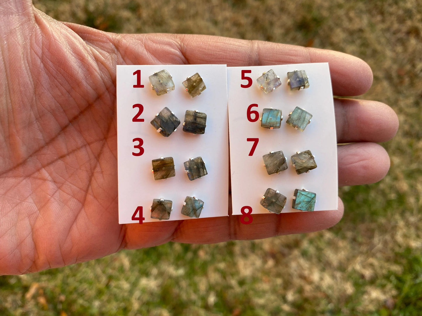 Small Raw Natural Labradorite Sterling Silver Stud Earrings, Rough Gemstone Prong Earring, Tiny Labradorite Stone Earrings, Birthday Gift