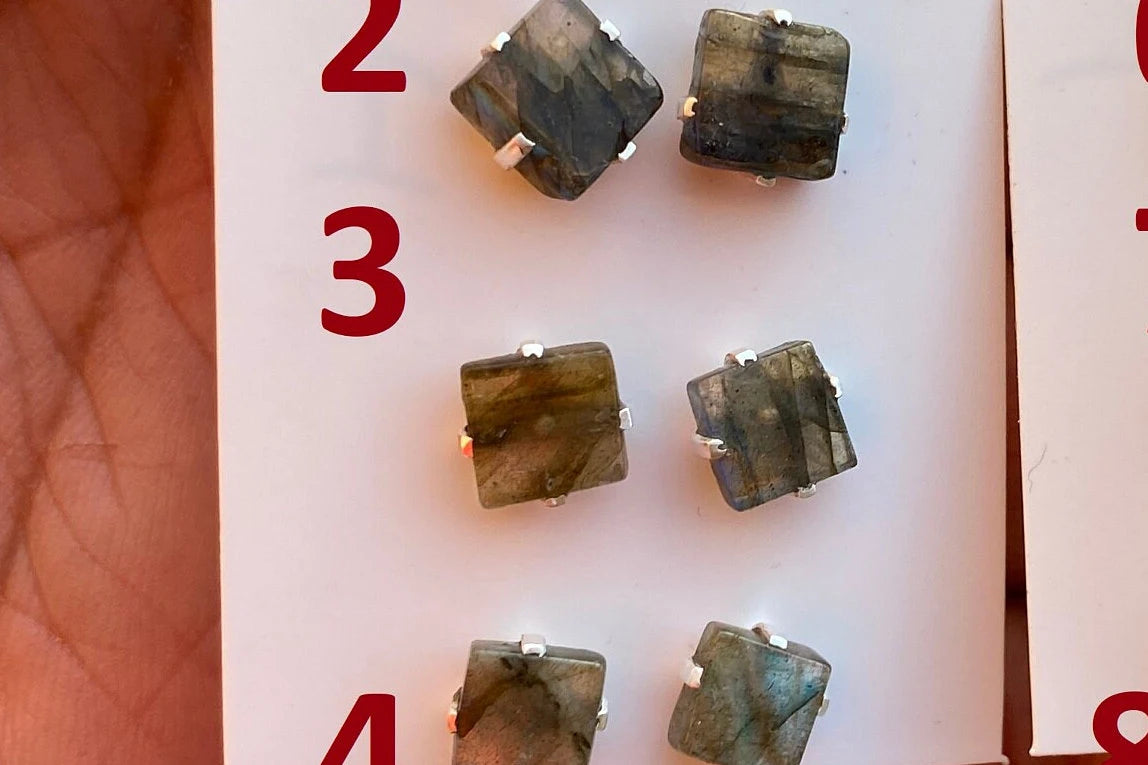 Small Raw Natural Labradorite Sterling Silver Stud Earrings, Rough Gemstone Prong Earring, Tiny Labradorite Stone Earrings, Birthday Gift
