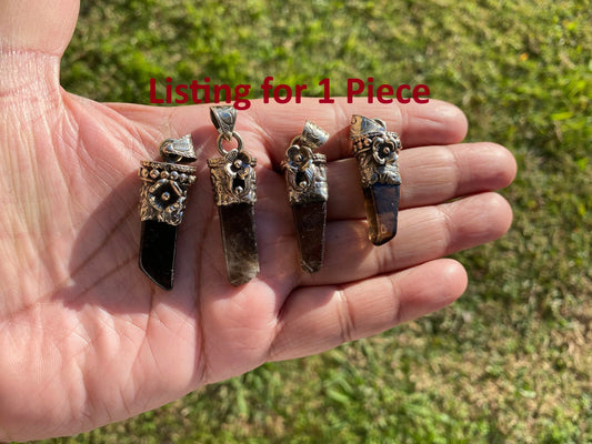 Small Raw Smoky Quartz Natural Stone Tibetan Silver Pendant, Healing Crystals, Root Chakra, Natural Smoky Quartz Jewelry, Crystal Jewelry