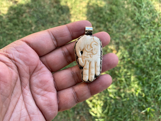 Small Size Om Symbol Buddha Hand Tibetan Silver Pendant, Carved  Buffalo Bone, Spiritual Jewelry, Meditation Jewelry, Spiritual Talisman,