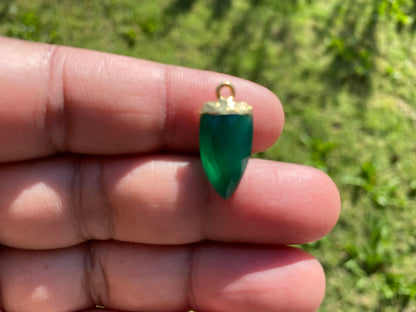 Small Trillion Shape Gemstone Pendant, Faceted Gemstone Connector, Gold Electroplated, Sterling Silver Single Bail, Jewelry Making Supply