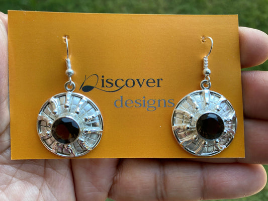 Smoky Topaz Gemstone Earrings Silver Overlay, Birthstone, Birthday Gift for Girlfriend, Handmade Dangle Earrings, Bridesmaids Gift