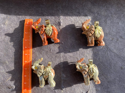 Soapstone Carved Elephant Tibetan Silver Pendant, Carved Elephant Jewelry, Stone Totem Animal, Spirit Animal Gift, Animal Lover's Jewelry